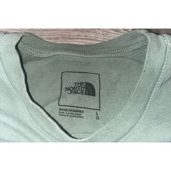 The North Face Men's Size L Large Short Sleeve Green T Shirt Big Logo Spell Out - Picture 5 of 6